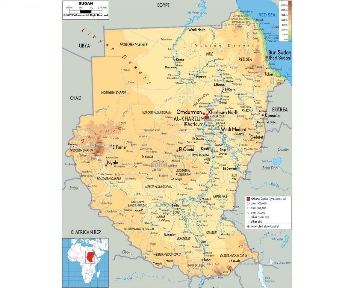 Karte Sudānā ceļiem