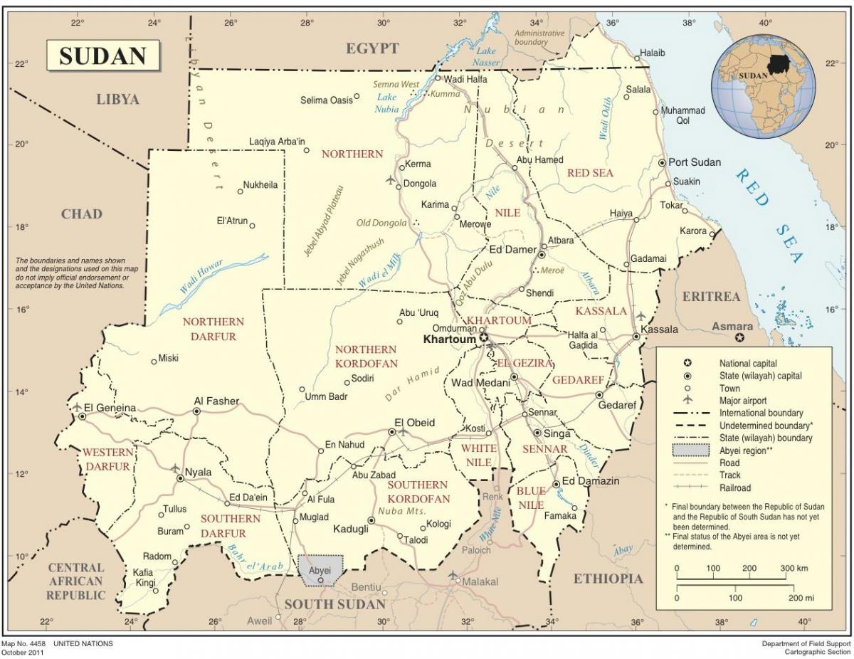 Karte Sudānā valstīm